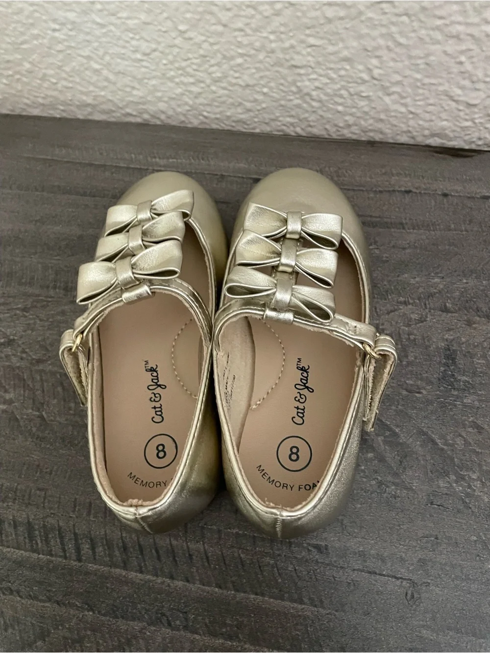Cat & Jack Gold Bow Mary Jane Toddler Kids Shoes